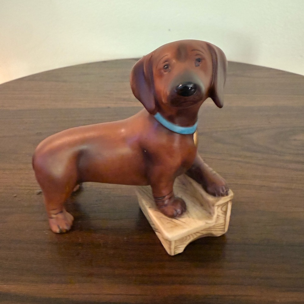 Franklin Mint Dachshund Figurine in White and Brown